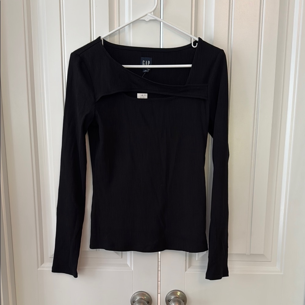 GAP Black Fitted Blouse with Long Sleeves